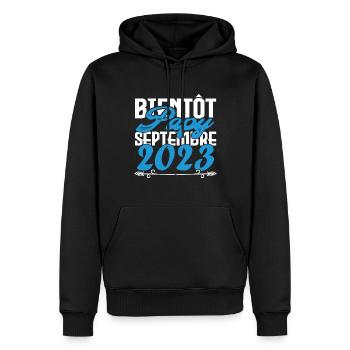 Annonce grossesse. bientôt Papy Septembre 2023. - Sweat à capuche Premium bio Homme - noir - Devant - Nico (187cm)