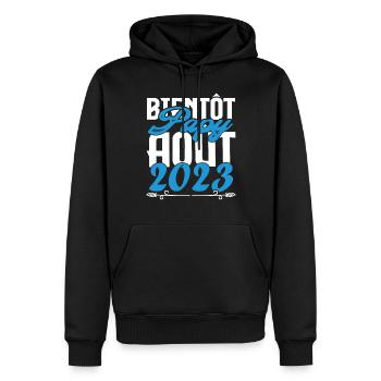 Annonce grossesse bientôt Papy Aout 2023. août. - Sweat à capuche Premium bio Homme - noir - Devant - Nico (187cm)