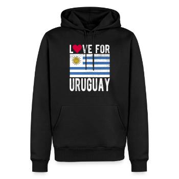 Uruguay Fahne - Männer Premium Bio Hoodie - Schwarz - Vorne - Nico (187cm)