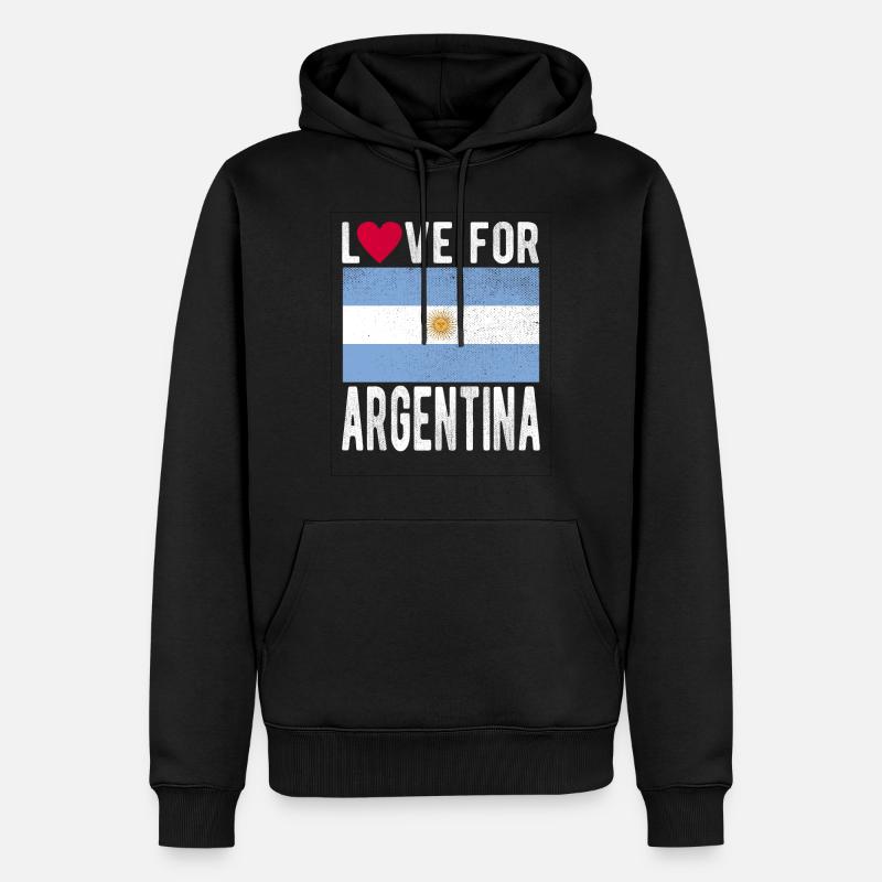 Drapeau de l’ARGENTINE - Sweat à capuche Premium bio Homme - noir