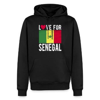 Drapeau du Sénégal - Sweat à capuche Premium bio Homme - noir - Devant - Nico (187cm)