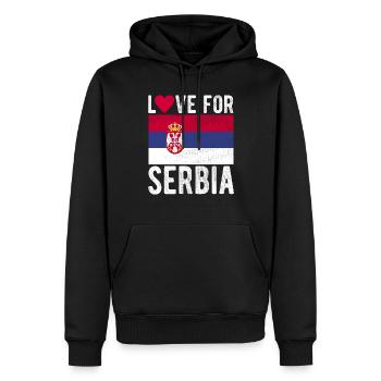 Drapeau de la Serbie - Sweat à capuche Premium bio Homme - noir - Devant - Nico (187cm)