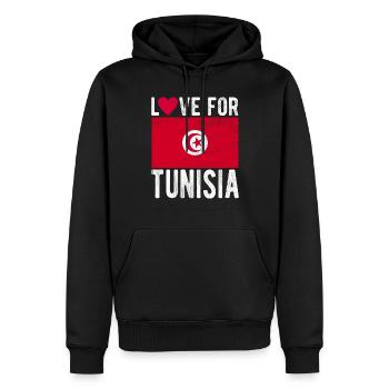 Drapeau de la Tunisie - Sweat à capuche Premium bio Homme - noir - Devant - Nico (187cm)