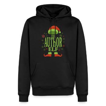 Autor Weihnachtself - Männer Premium Bio Hoodie - Schwarz - Vorne - Nico (187cm)