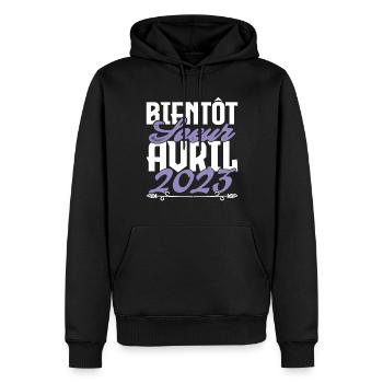 Annonce grossesse. bientôt Sœur Avril 2023.soeur - Sweat à capuche Premium bio Homme - noir - Devant - Nico (187cm)
