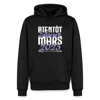 Annonce grossesse. bientôt Sœur Mars 2023.soeur - Sweat à capuche Premium bio Homme - noir - Devant - Nico (187cm)