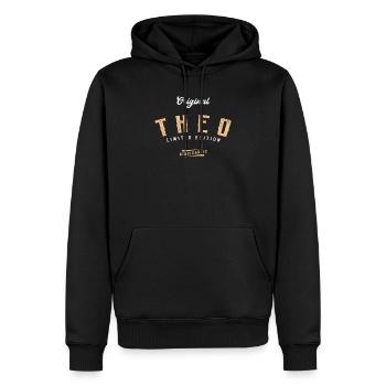 Theo Limited Edition - Männer Premium Bio Hoodie - Schwarz - Vorne - Nico (187cm)