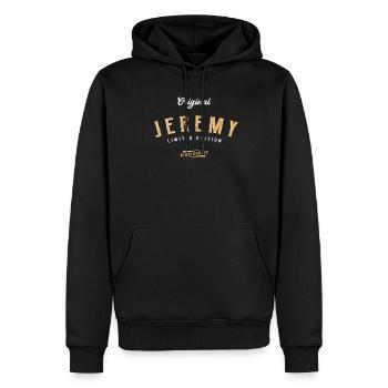 Jeremy Limited Edition - Männer Premium Bio Hoodie - Schwarz - Vorne - Nico (187cm)