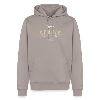 Cedric Limited Edition - Männer Premium Bio Hoodie - Taupe - Vorne - Nico (187cm)
