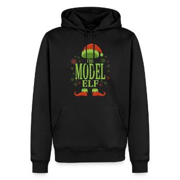 Model Weihnachtself - Männer Premium Bio Hoodie - Schwarz - Vorne - Nico (187cm)