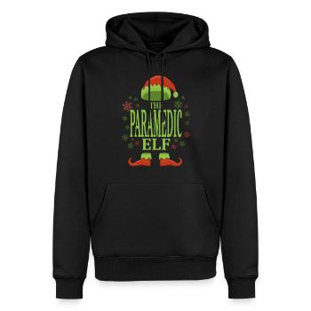Ambulancier paramédical lutin de Noël - Sweat à capuche Premium bio Homme - noir - Devant - Nico (187cm)