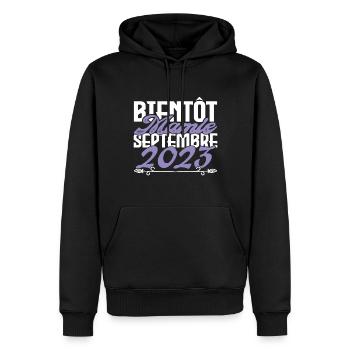 Annonce grossesse. bientôt Mamie Septembre 2023. - Sweat à capuche Premium bio Homme - noir - Devant - Nico (187cm)