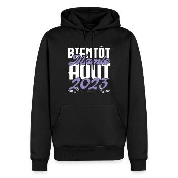 Annonce grossesse. bientôt Mamie Aout 2023. août. - Sweat à capuche Premium bio Homme - noir - Devant - Nico (187cm)