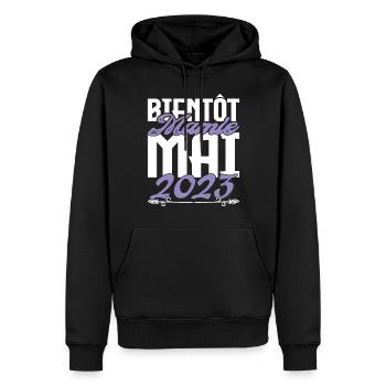 Annonce grossesse. bientôt Mamie Mai 2023. - Sweat à capuche Premium bio Homme - noir - Devant - Nico (187cm)