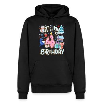C’est mon beignet de vacances bonhomme de neige de 4 ans - Sweat à capuche Premium bio Homme - noir - Devant - Nico (187cm)