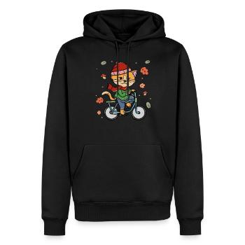 Cyclisme Automne Cyclisme Cat Rider - Sweat à capuche Premium bio Homme - noir - Devant - Nico (187cm)