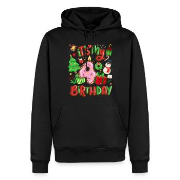 C’est mon Noël de bonhomme de neige de 4 ans - Sweat à capuche Premium bio Homme - noir - Devant - Nico (187cm)