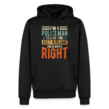Policier - Sweat à capuche Premium bio Homme - noir - Devant - Nico (187cm)