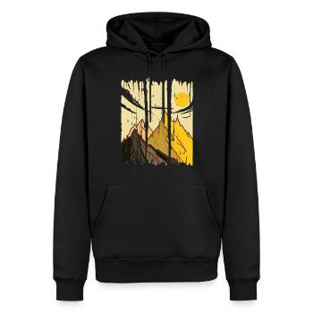 MONTAGNES D’ART PEINTES AVEC SOLEIL - Sweat à capuche Premium bio Homme - noir - Devant - Nico (187cm)