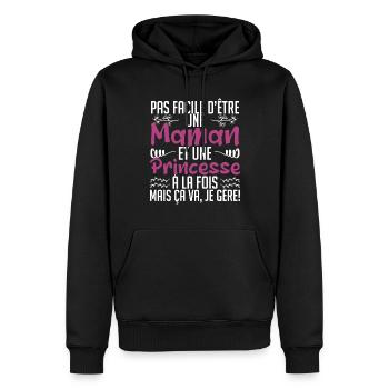 pas facile d'être une maman et une Princesse. - Sweat à capuche Premium bio Homme - noir - Devant - Nico (187cm)