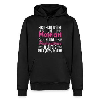 pas facile d'être une maman et une Puéricultrice. - Sweat à capuche Premium bio Homme - noir - Devant - Nico (187cm)