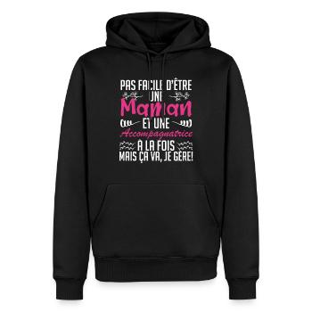 pas facile d'être une maman et une accompagnatrice - Sweat à capuche Premium bio Homme - noir - Devant - Nico (187cm)