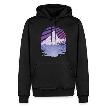 ICELAKE MOUNTAIN WITH LAKE - Men’s Premium Organic Hoodie - black - Front - Nico (187cm)