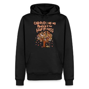 Les fruits du chat sont mon médicament pour le bonheur - Sweat à capuche Premium bio Homme - noir - Devant - Nico (187cm)