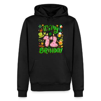 C’est mon beignet de vacances de 12 ans. - Sweat à capuche Premium bio Homme - noir - Devant - Nico (187cm)