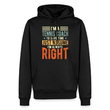 Entraîneur de tennis - Sweat à capuche Premium bio Homme - noir - Devant - Nico (187cm)