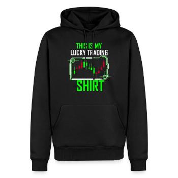 Trading Geld - Männer Premium Bio Hoodie - Schwarz - Vorne - Nico (187cm)