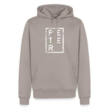 Peter Minimalismus - Männer Premium Bio Hoodie - Taupe - Vorne - Nico (187cm)