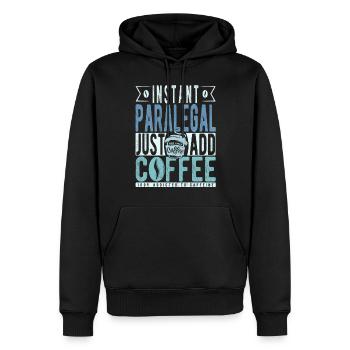 Café parajuriste dicton - Sweat à capuche Premium bio Homme - noir - Devant - Nico (187cm)