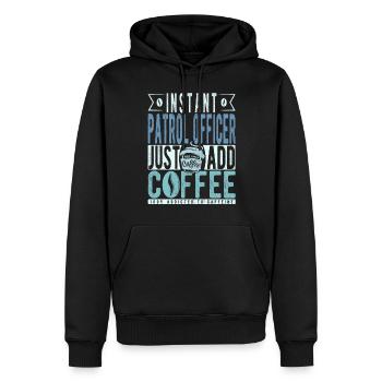 Citation de café de la police de patrouille - Sweat à capuche Premium bio Homme - noir - Devant - Nico (187cm)