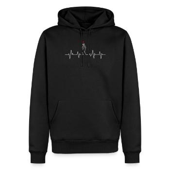 K-pop K-drama Heartbeat Claping Finger Heart - Sweat à capuche Premium bio Homme - noir - Devant - Nico (187cm)
