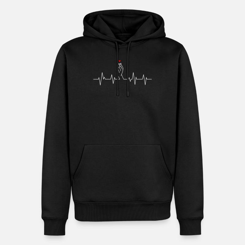 K-pop K-drama Heartbeat Claping Finger Heart - Sweat à capuche Premium bio Homme - noir