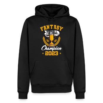 Trophée d’or du champion de football Fantasy 2023 - Sweat à capuche Premium bio Homme - noir - Devant - Nico (187cm)
