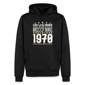 Les Légendes Sont Nés En Décembre 1970, Cadeau. - Sweat à capuche Premium bio Homme - noir - Devant - Nico (187cm)