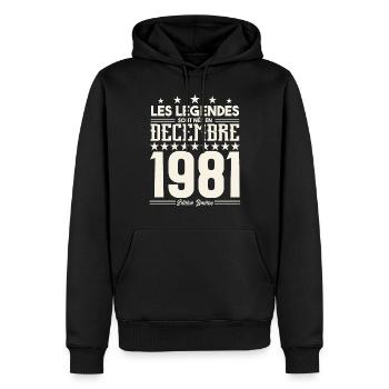 Les Légendes Sont Nés En Décembre 1981, Cadeau. - Sweat à capuche Premium bio Homme - noir - Devant - Nico (187cm)
