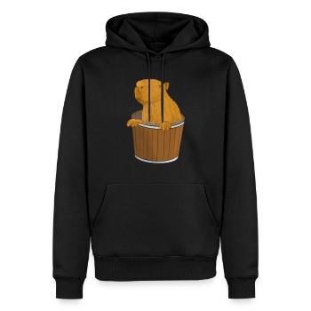 Seau Capybara - Sweat à capuche Premium bio Homme - noir - Devant - Nico (187cm)