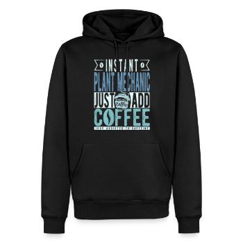 Plant mechanic coffee saying - Men’s Premium Organic Hoodie - black - Front - Nico (187cm)