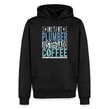 Dicton de café plombier - Sweat à capuche Premium bio Homme - noir - Devant - Nico (187cm)