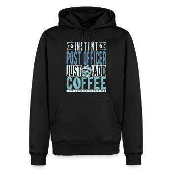 Postbote Kaffee Spruch - Männer Premium Bio Hoodie - Schwarz - Vorne - Nico (187cm)