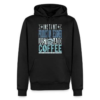 Dicton de café du concepteur de production - Sweat à capuche Premium bio Homme - noir - Devant - Nico (187cm)