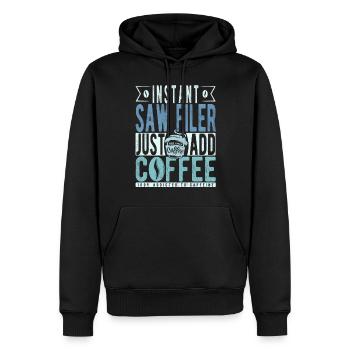 Saw Filer Coffee Dicton - Sweat à capuche Premium bio Homme - noir - Devant - Nico (187cm)