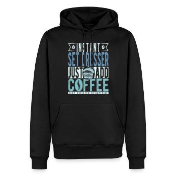 Set Dresser Café Dicton - Sweat à capuche Premium bio Homme - noir - Devant - Nico (187cm)