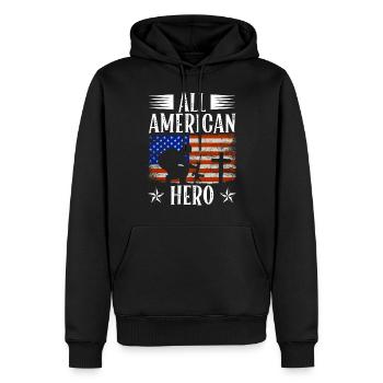 All American Hero July 4 Soldier Independence Day - Men’s Premium Organic Hoodie - black - Front - Nico (187cm)
