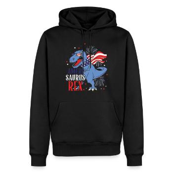 Ameri Saurus Rex 4 juillet Dinosaure Indépendance - Sweat à capuche Premium bio Homme - noir - Devant - Nico (187cm)