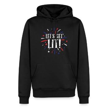 Auf Geht's! 4. Juli Feuerwerkskörper Independence - Männer Premium Bio Hoodie - Schwarz - Vorne - Nico (187cm)
