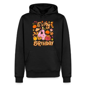 C’est mon 4 anniversaire automne feuille d’érable automne automne - Sweat à capuche Premium bio Homme - noir - Devant - Nico (187cm)